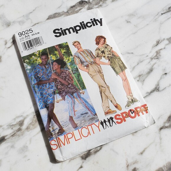 1990s Sewing Pattern for Misses, Mens or Teen Boys Pull-On Pants, Shorts and Top - Picture 1 of 2